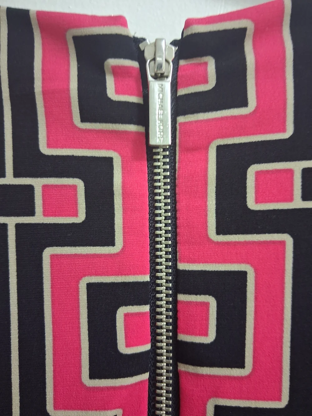 Michael Kors Pink & Black Geometric Zip-Back Long Sleeve Dress
